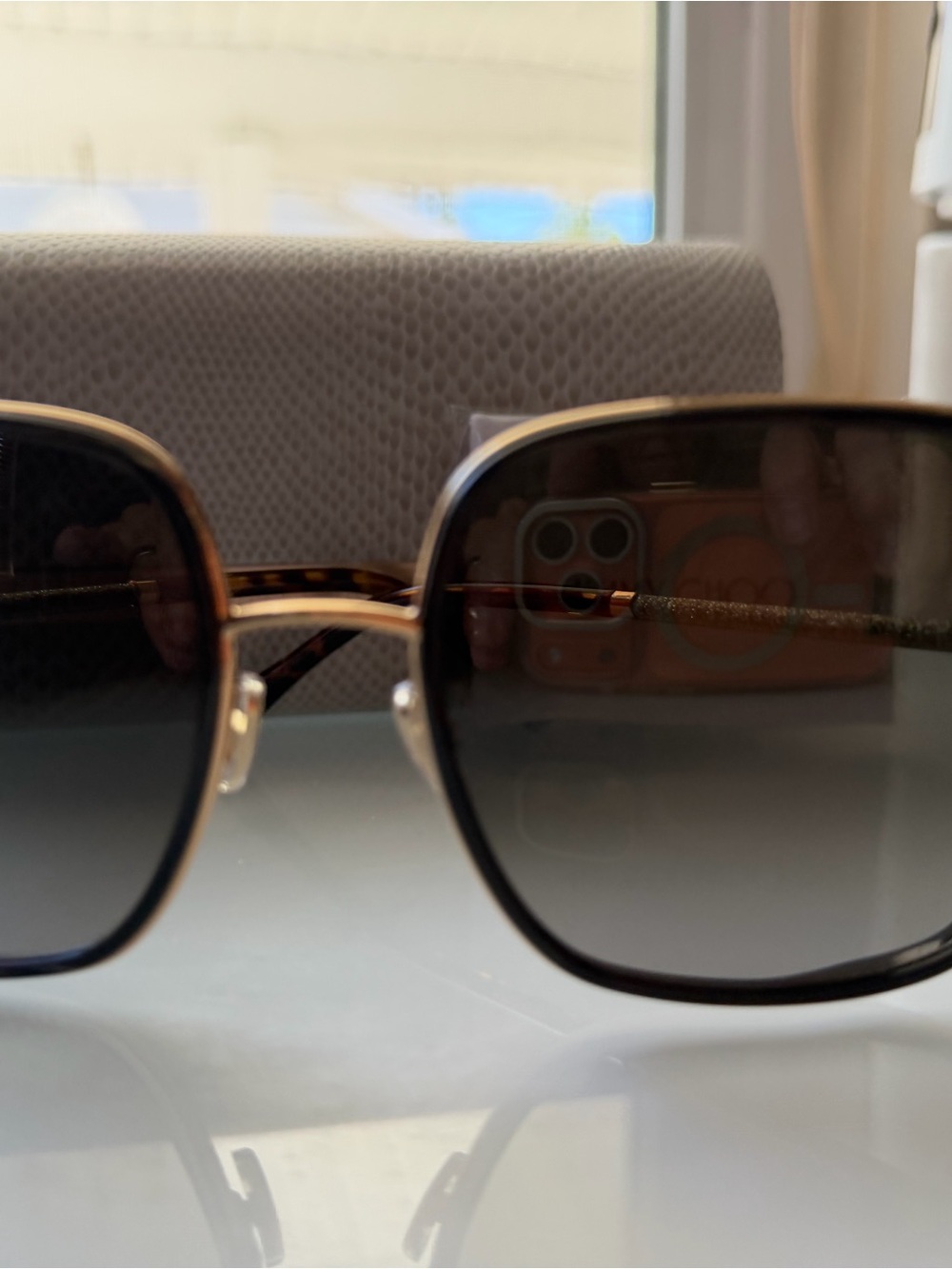 Jimmy Choo Incredible Black and Gold Gradient Women's Sunglasses w/Case